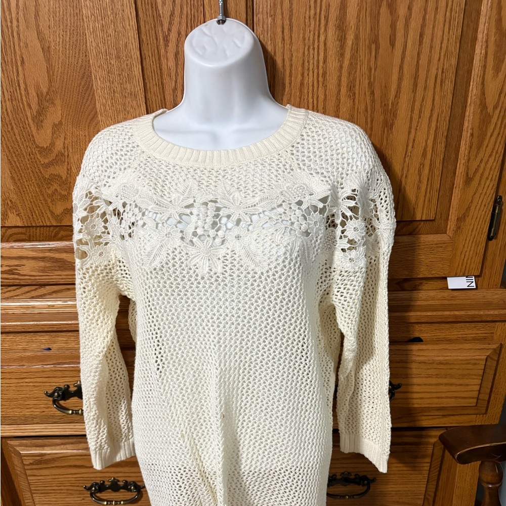 Cream color Embroidered Sweater by Lauren Conrad M